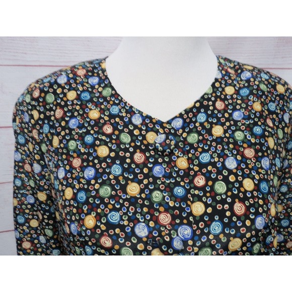 Vintage Leslie Fay 12 Petite 80s 90s Two Piece Abstract Dress Layered Skirt - Picture 4 of 12